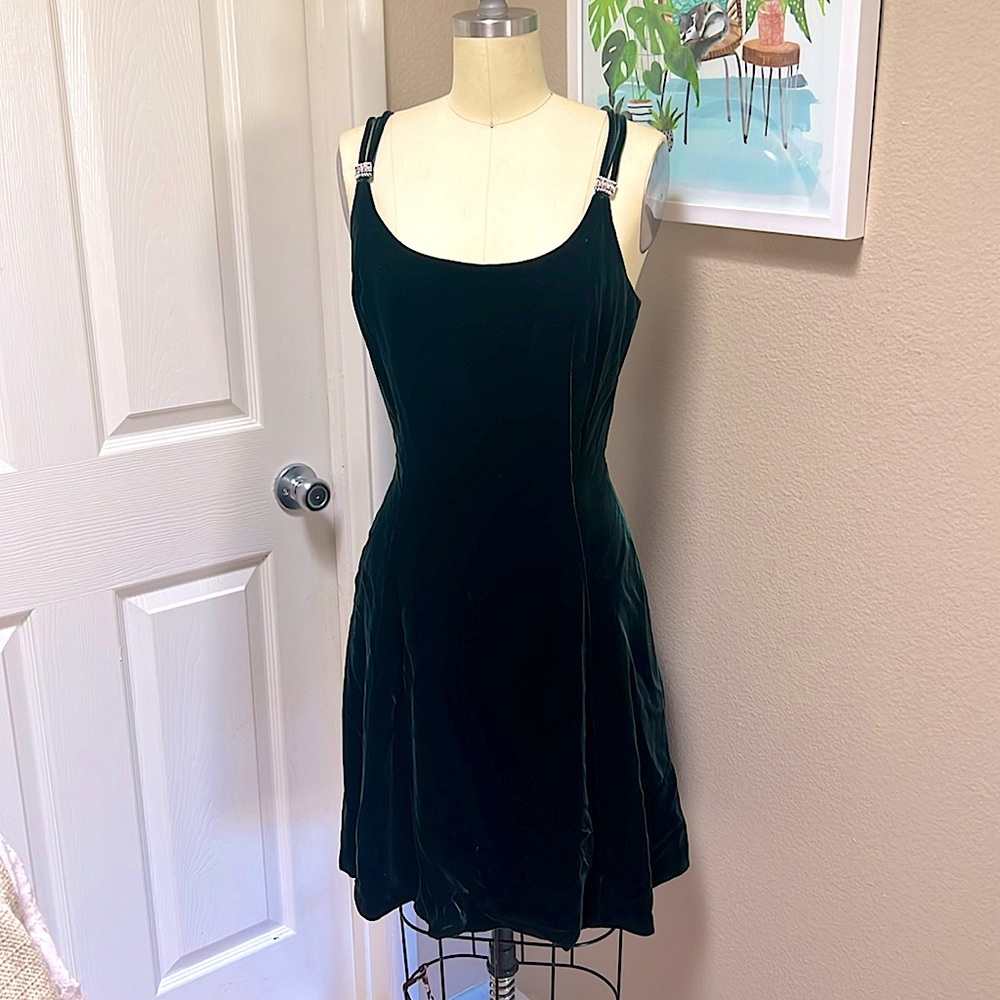 Vintage Emerald Green Velvet Rimini Mini Dress